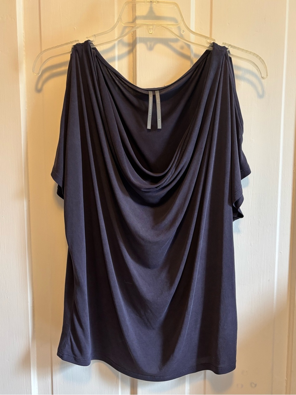 Anthropologie Cowl Neck Drapey Top Small Navy Blue